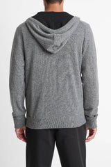 Vince Men's Cashmere Zip Front Hoodie - Medium Heather Grey/ Black