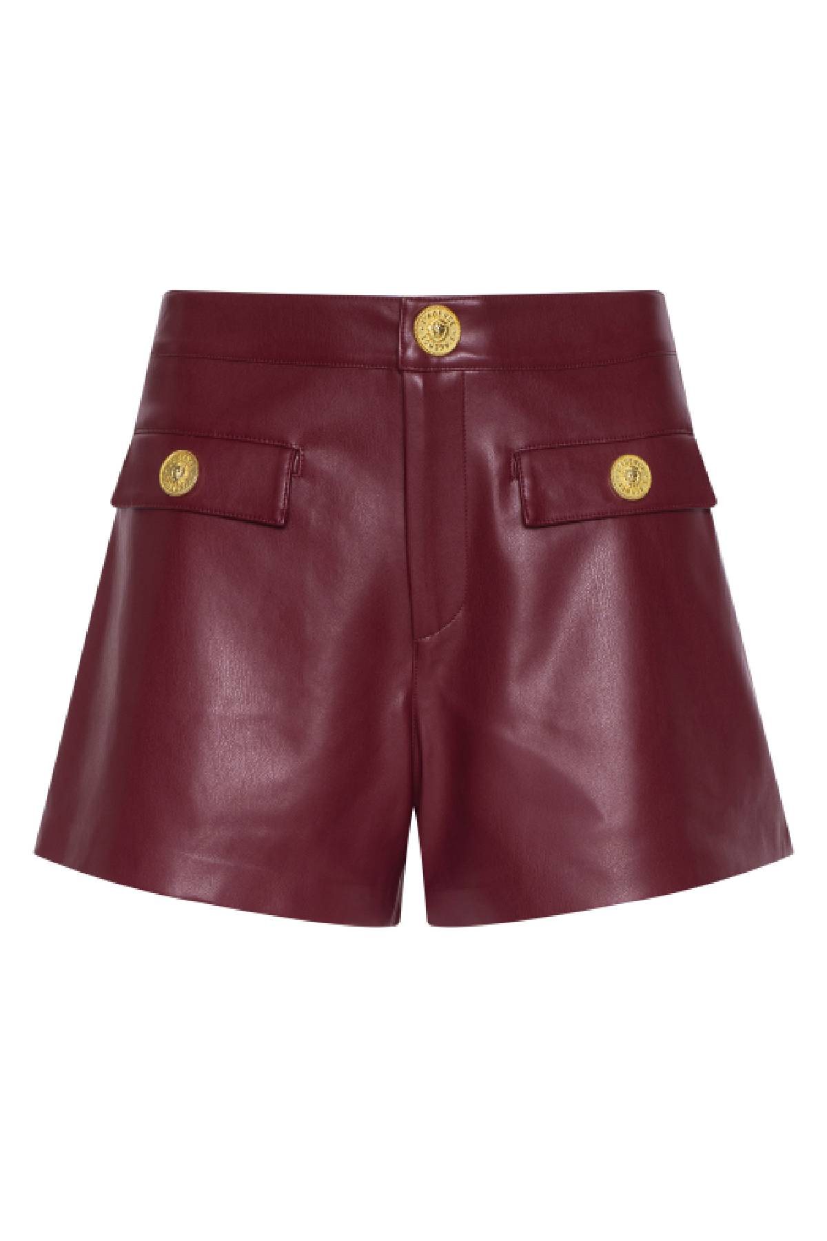 L'AGENCE Dionne Faux Leather Short - Black Cherry