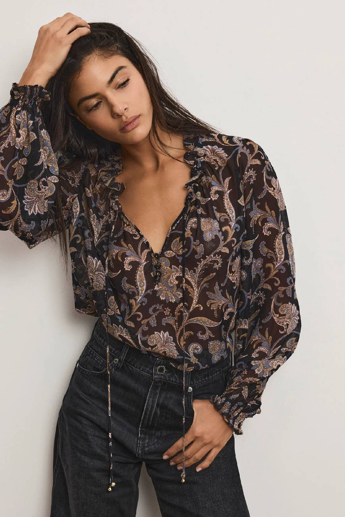 Veronica Beard Hickory Blouse - Black Multi
