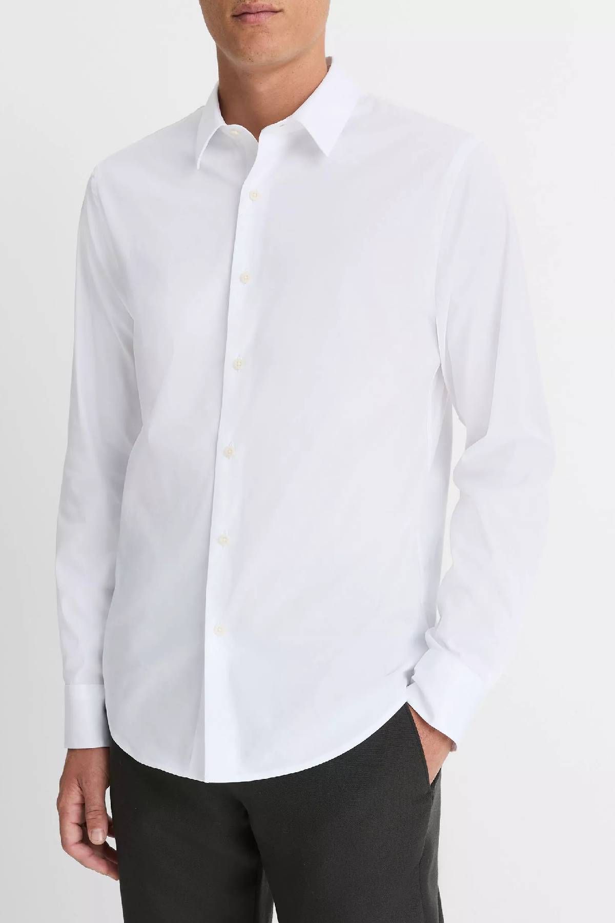 Vince Men's Stretch Cotton Poplin Shirt - White