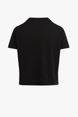 Favorite Daughter Cropped Collegiate Tee - Black/ Pale Pink