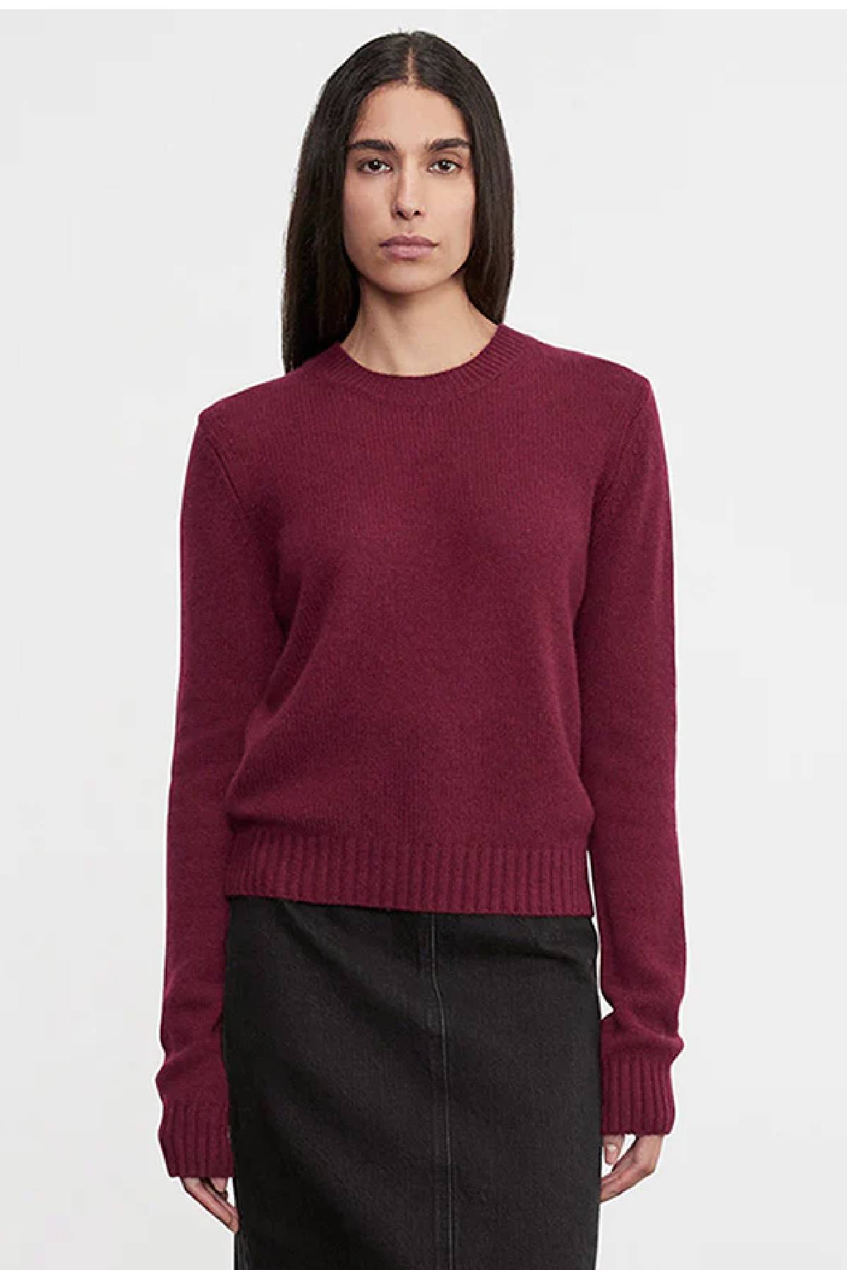 Enza Costa Cashmere Easy Long Sleeve Crew - Barolo