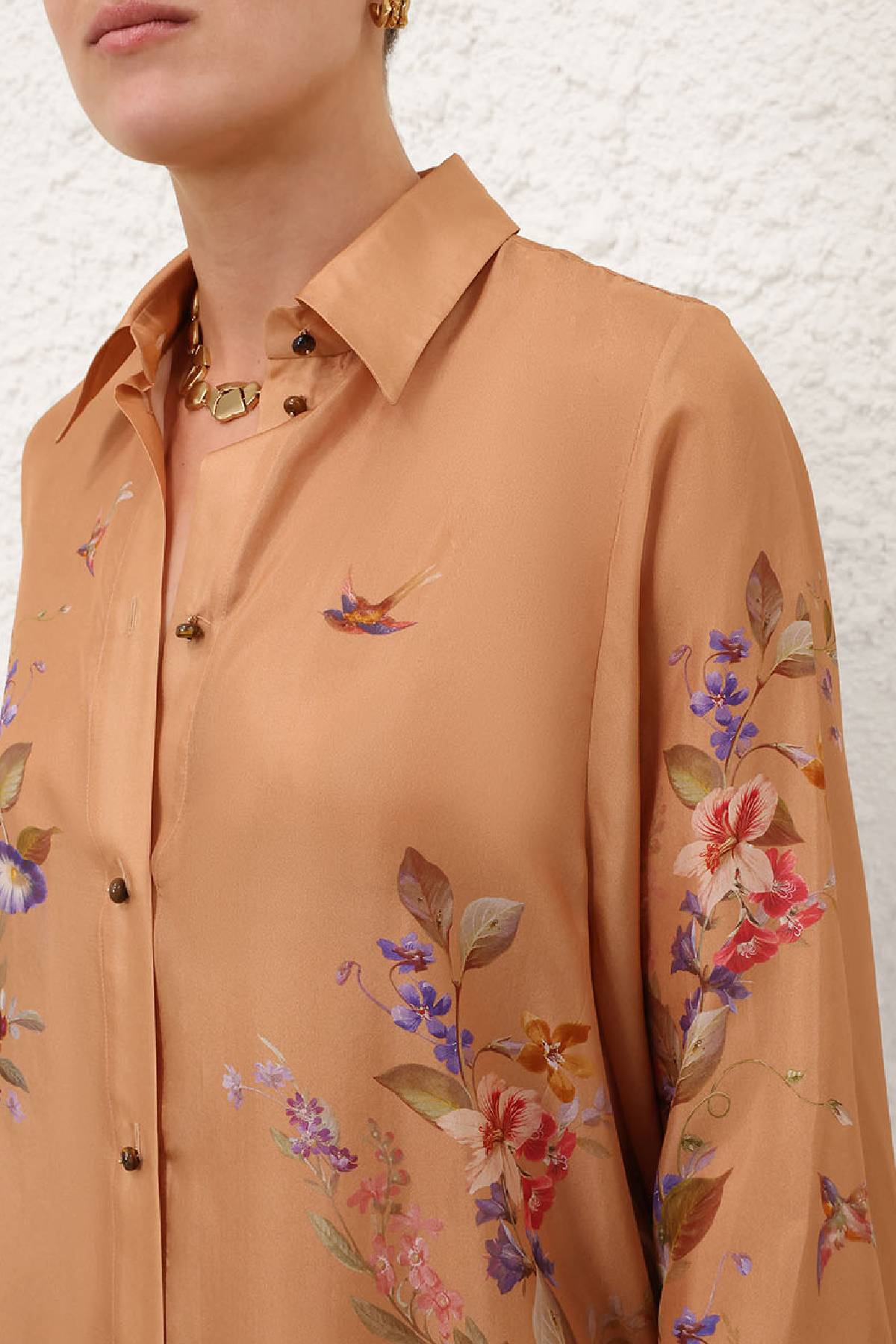 Zimmermann Patience Relaxed Shirt - Tan Floral