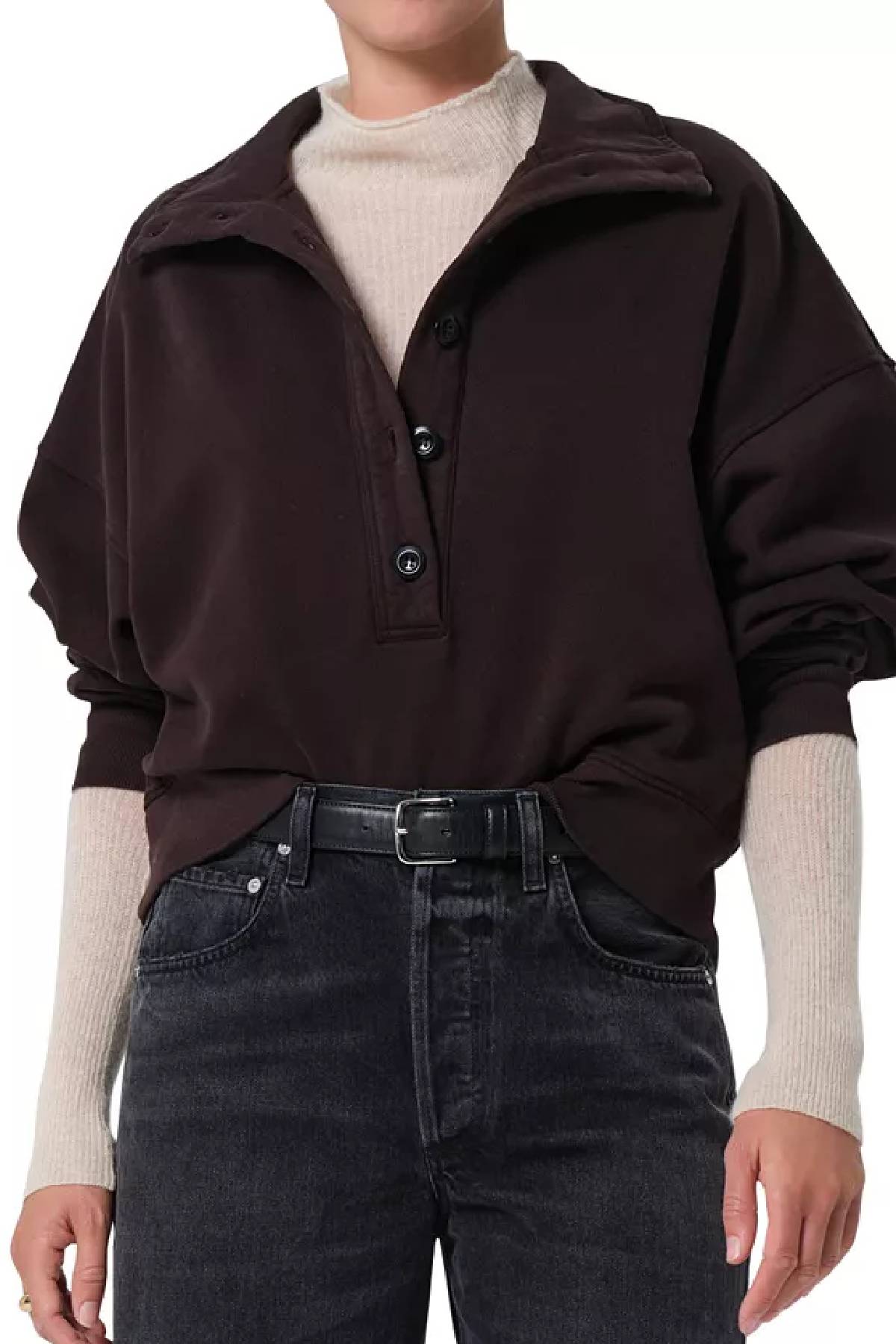 Citizens of Humanity Mirelle Funnel-Neck Sweatshirt - Chocolate