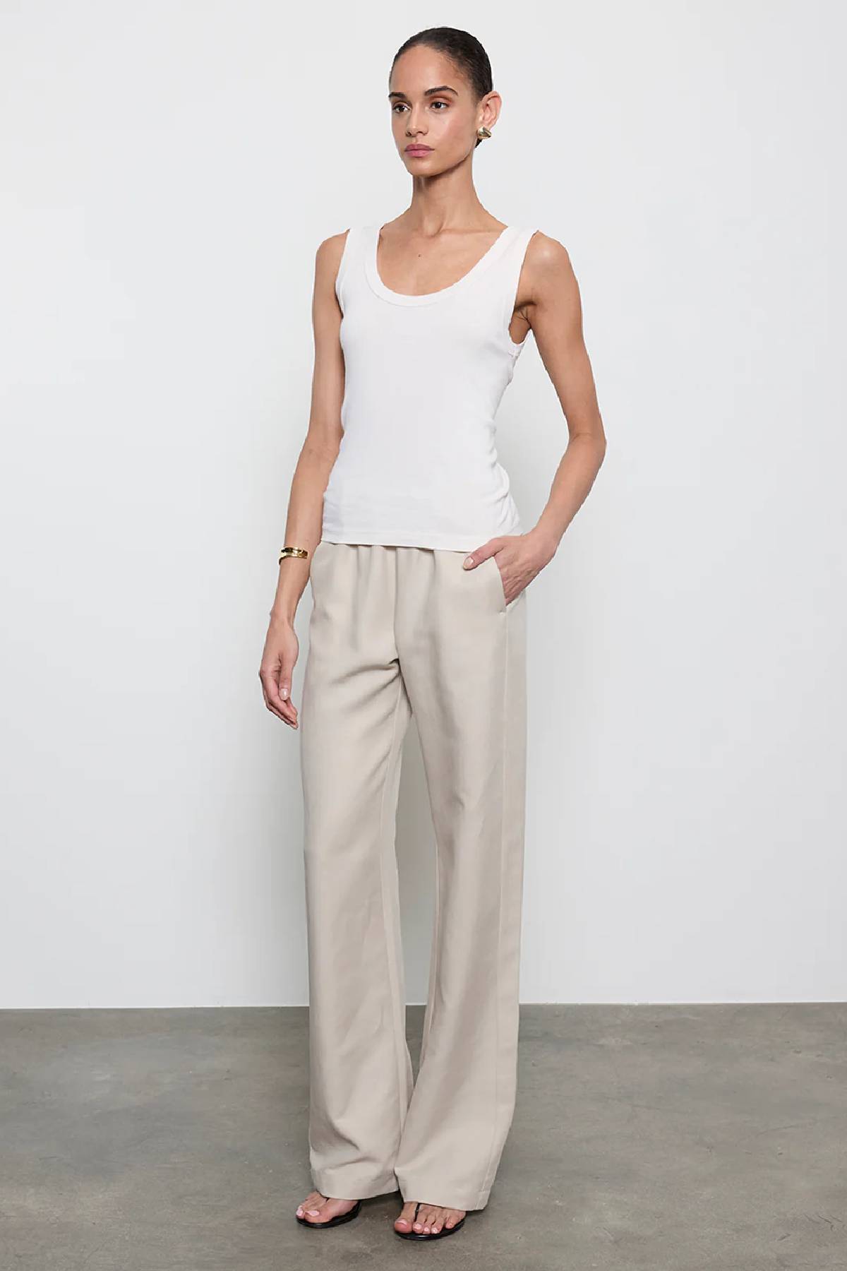 Enza Costa Supima Baby Rib Tank - Pearl Grey