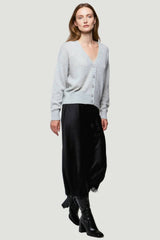 Majestic Filatures Cashmere Silk Button V-Neck Cardigan - Brume Chine
