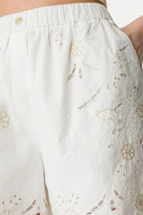 Forte Forte Poplin Shorts With “Lace And Glass” Embroidery - Crystal