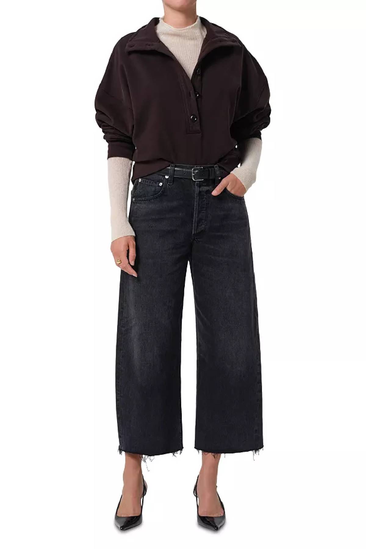 Citizens of Humanity Mirelle Funnel-Neck Sweatshirt - Chocolate