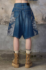 R13 Jesse Denim Short - Crushed Blue Bandana