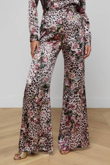 L'AGENCE Pilar Wide Leg Pant - Multi Small Rose Cheetah
