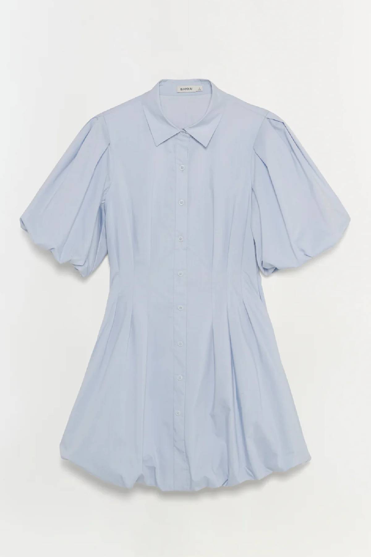 Simkhai Cleo Balloon Pintuck Mini Dress - Periwinkle Sky