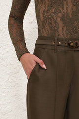 Zimmermann Rebellion Structured Flare Pant - Dark Olive