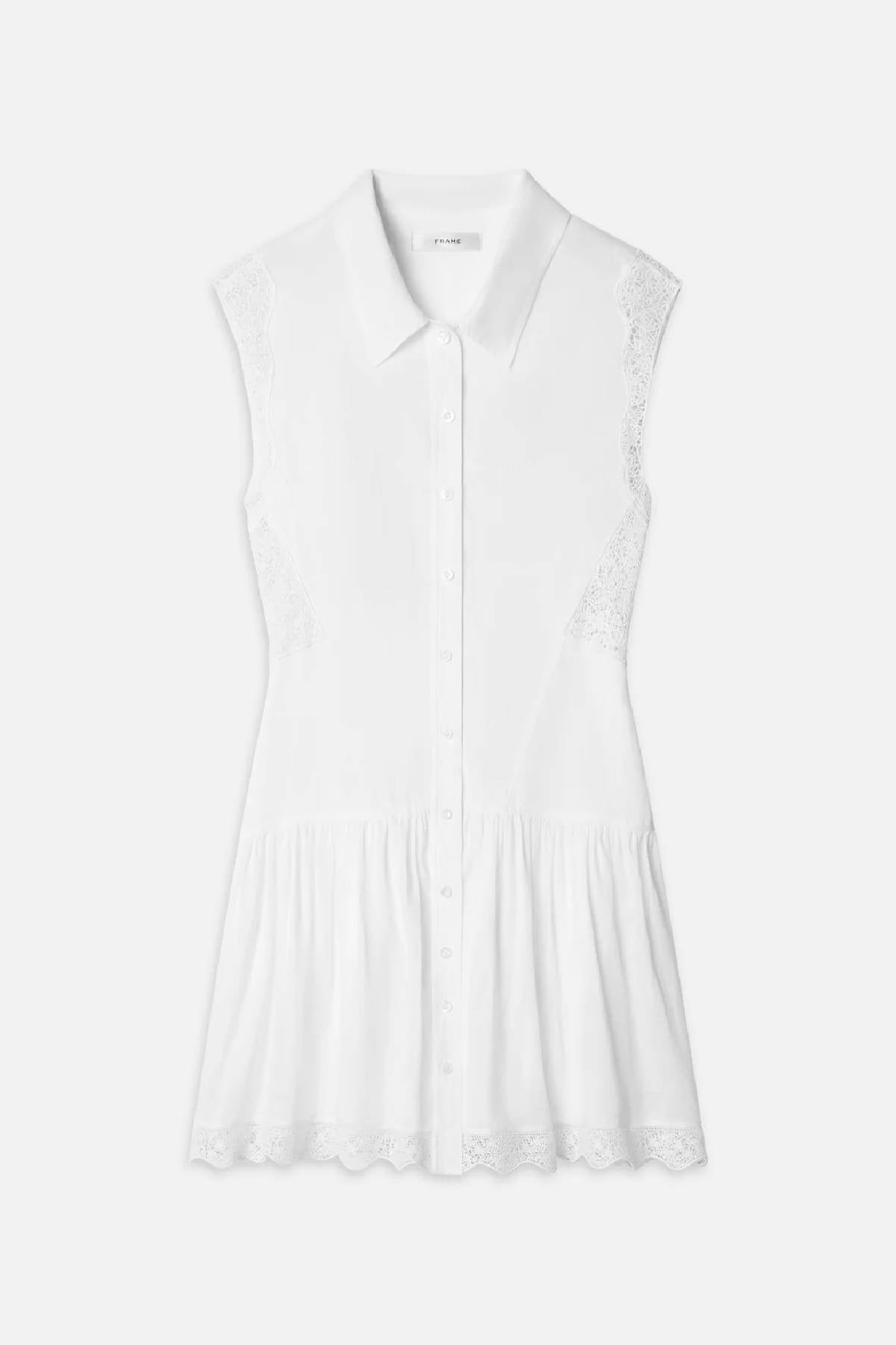 Frame The Embroidered Day Dress - White