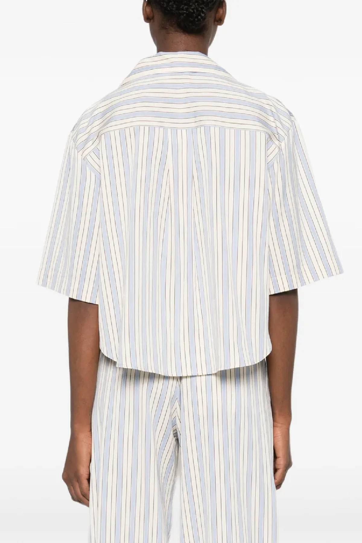 Forte Forte Short Sleeved Striped Shirt - Striped Plume