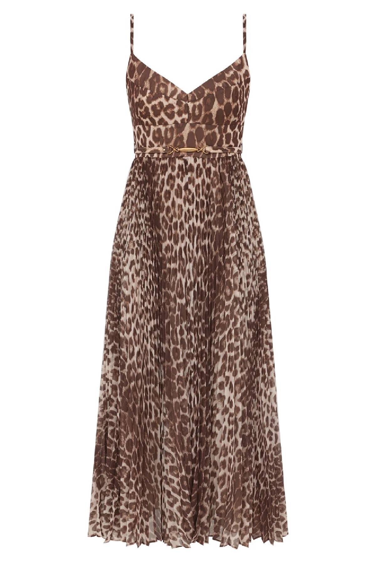 Zimmermann Sunray Pleated Picnic Dress - Leopard