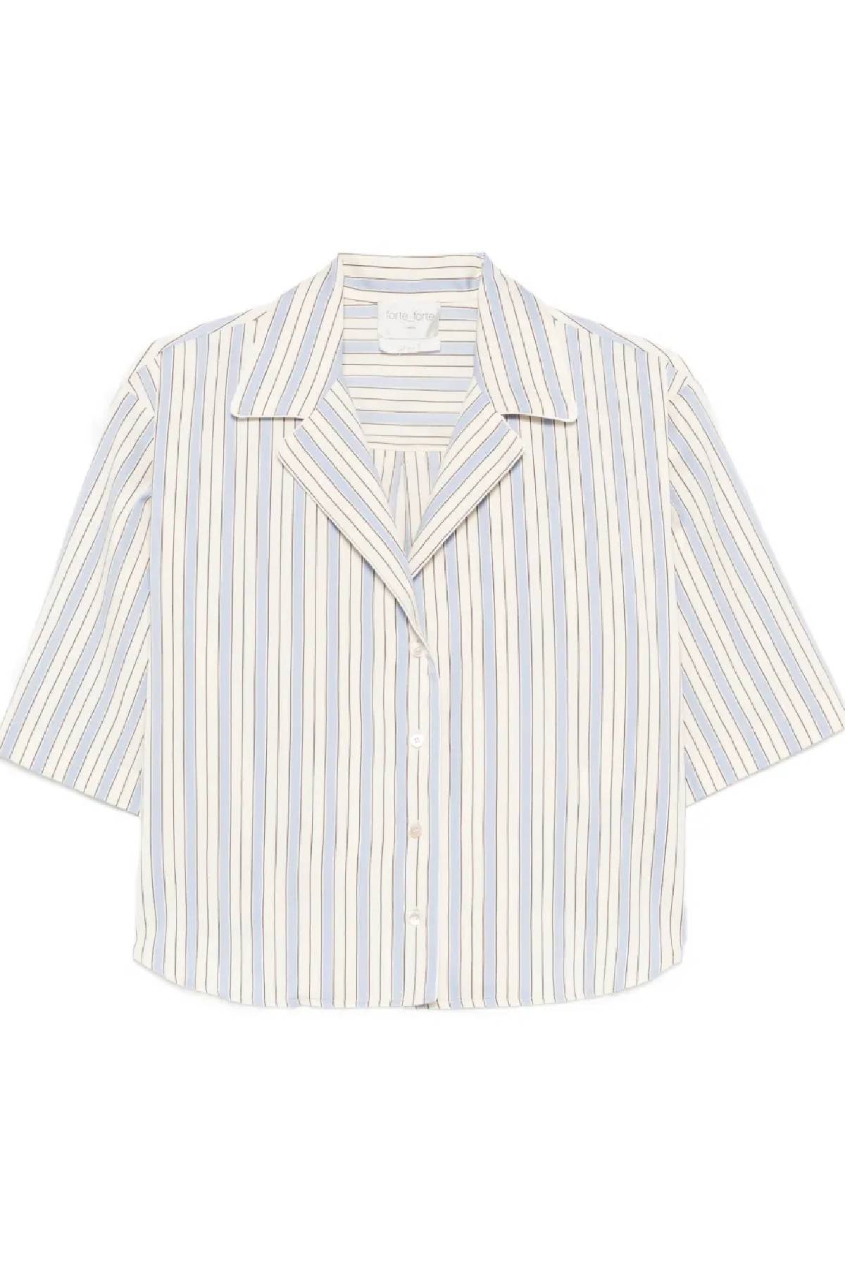 Forte Forte Short Sleeved Striped Shirt - Striped Plume