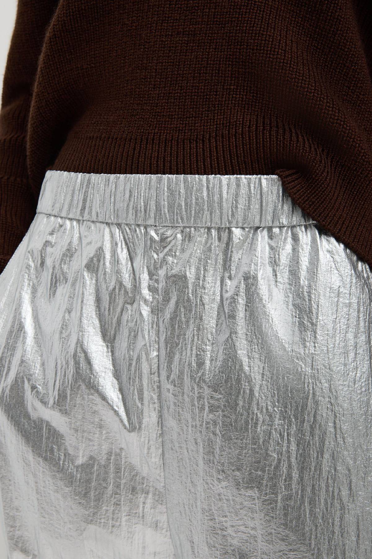 Tibi Silver Metallic Nylon Winslow Pant - Silver