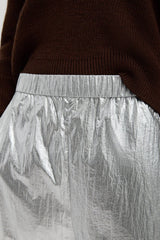 Tibi Silver Metallic Nylon Winslow Pant - Silver
