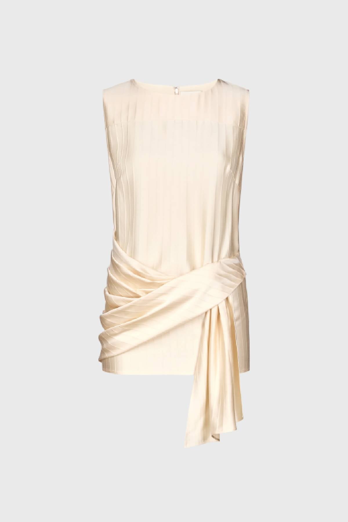 Loulou de Saison Fonda Draped Asymmetric Top - Ecru
