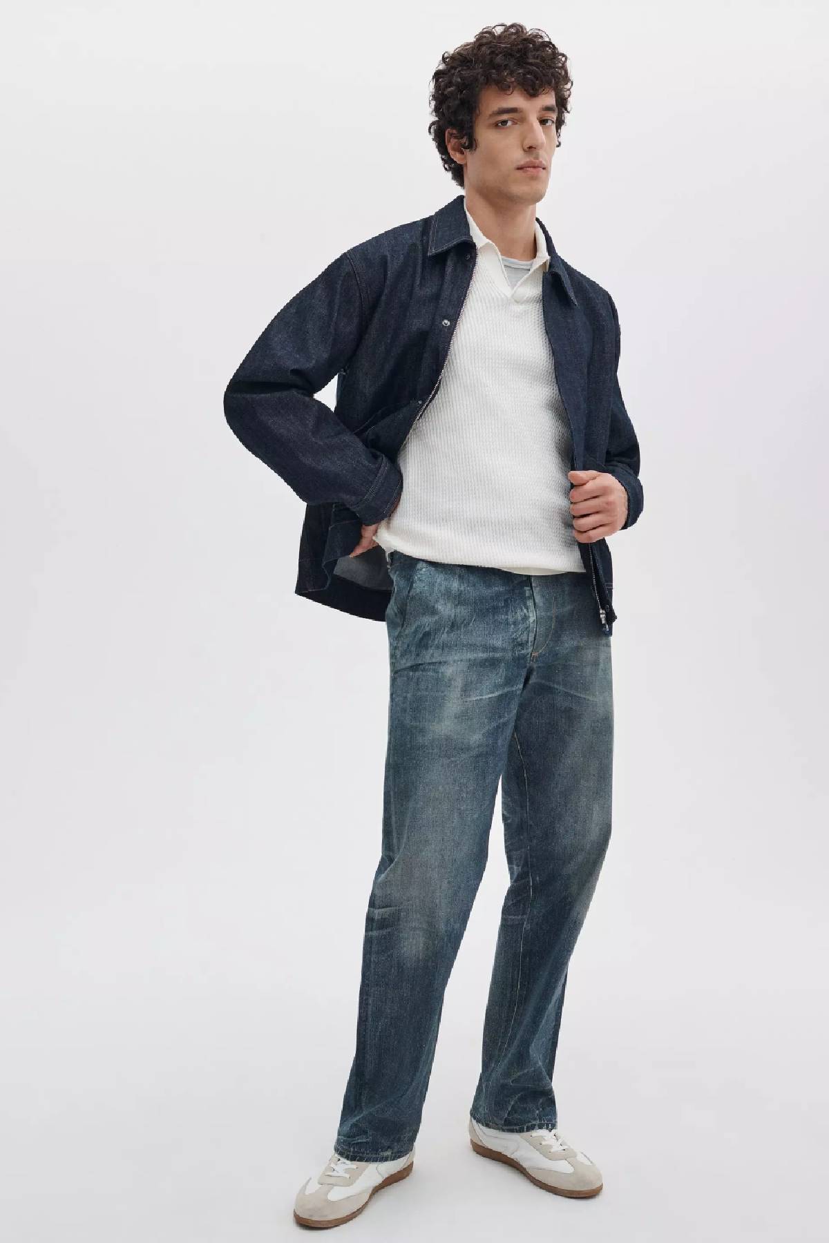 Rag & Bone Men's Saxon Silk Blend Johnny Polo - Chalk