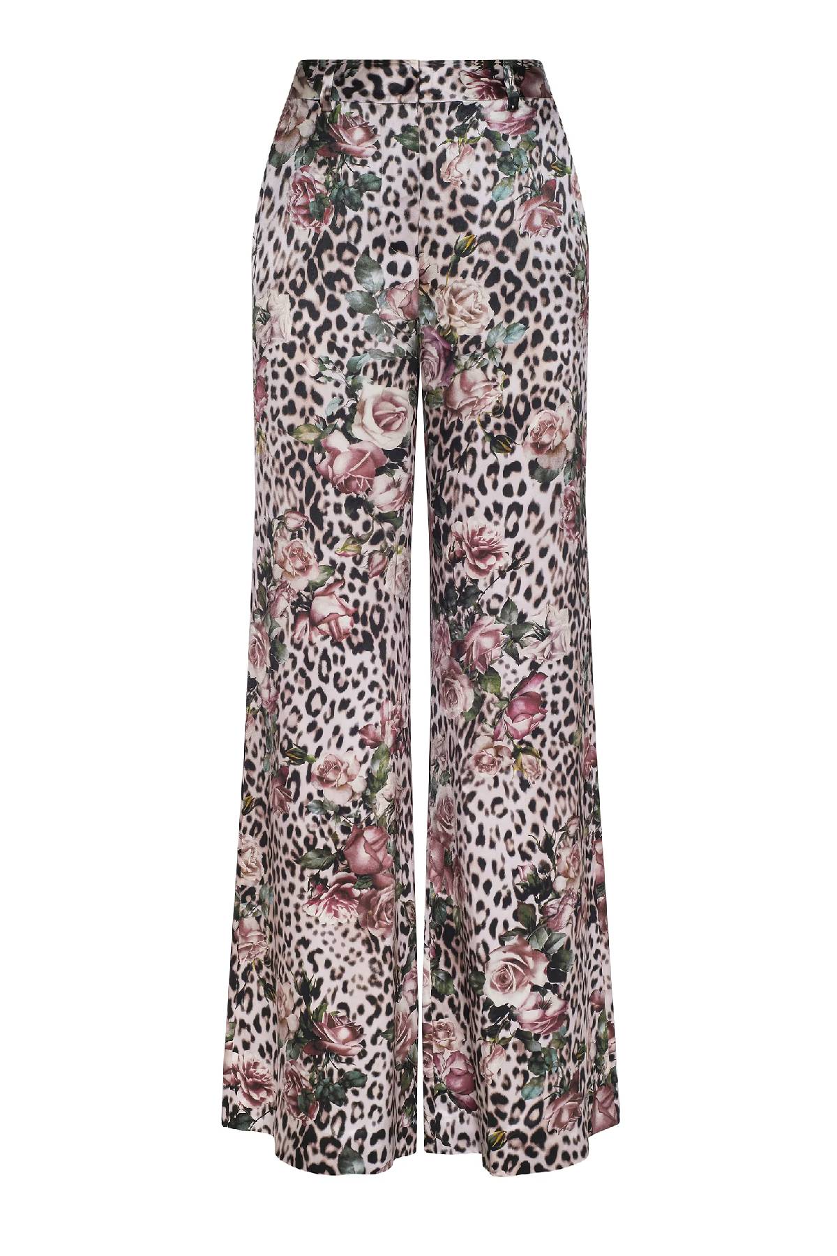 L'AGENCE Pilar Wide Leg Pant - Multi Small Rose Cheetah