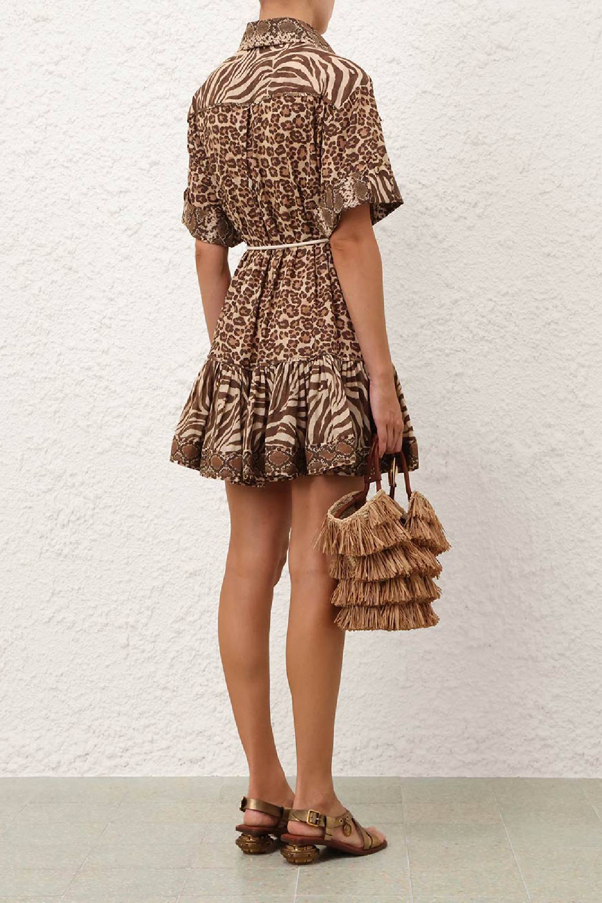 Zimmermann Wanderlust Lantern Mini Dress - Spliced Print