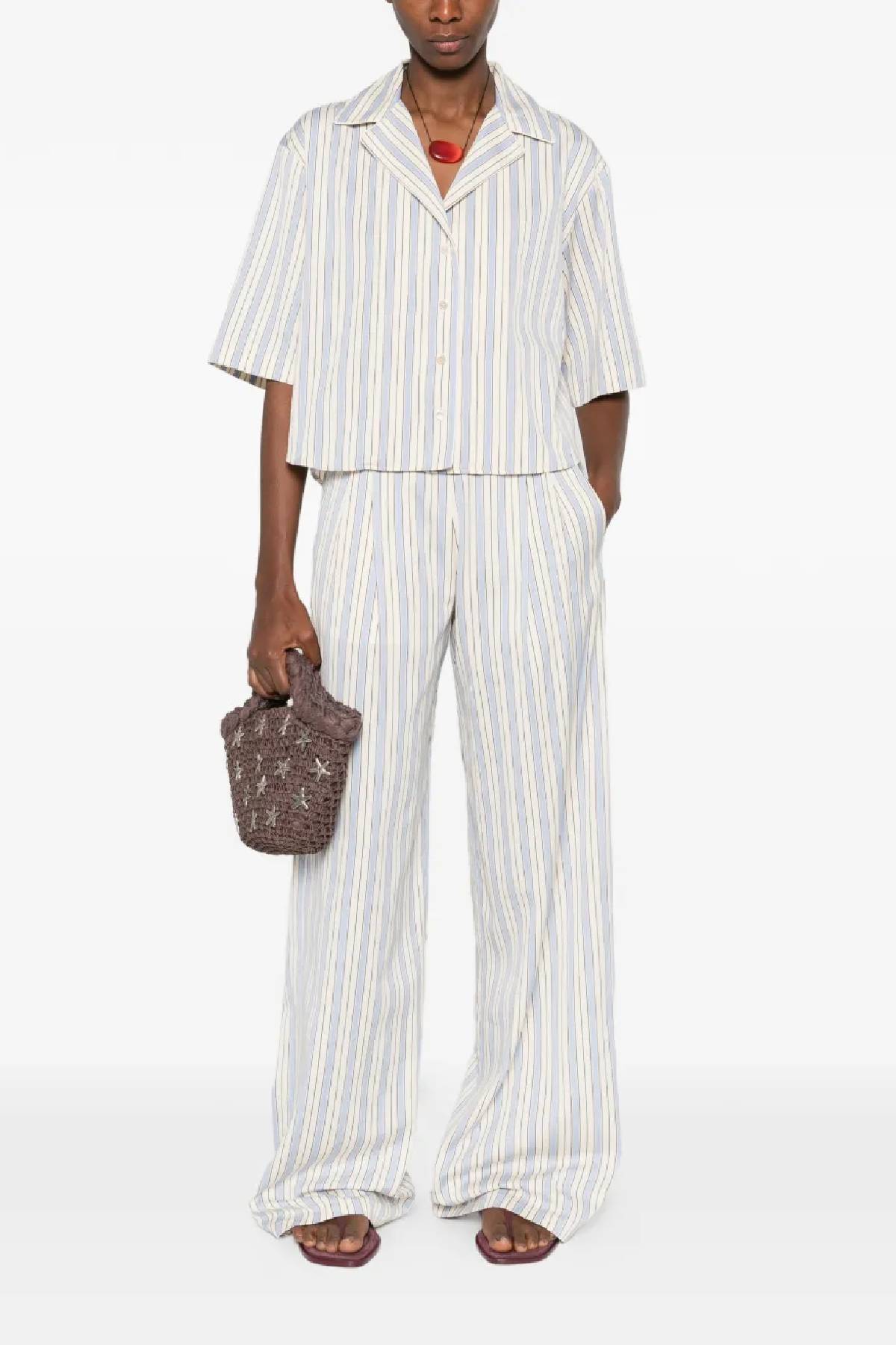 Forte Forte Short Sleeved Striped Shirt - Striped Plume
