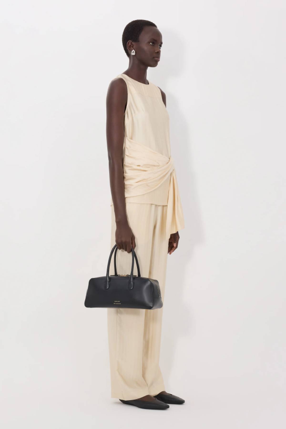 Loulou de Saison Fonda Draped Asymmetric Top - Ecru