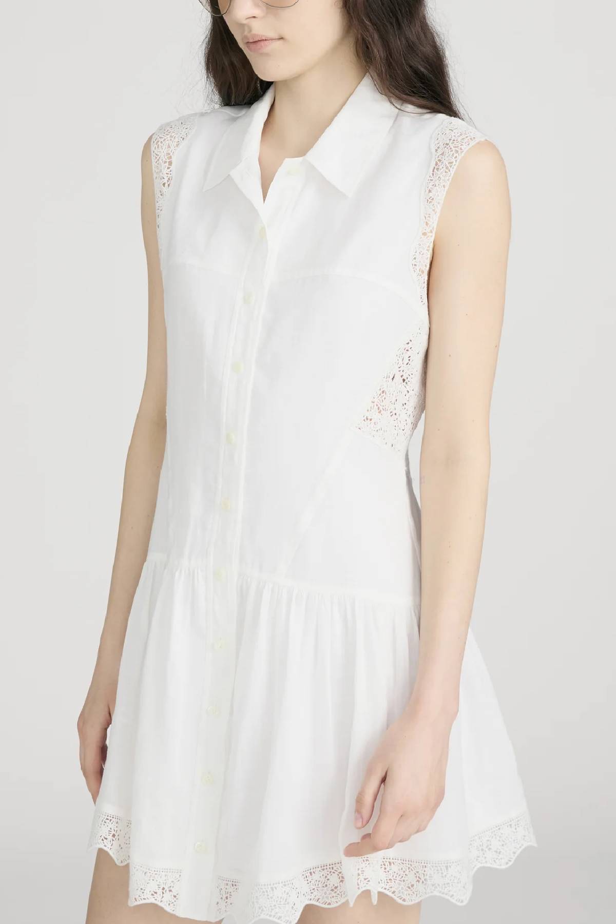 Frame The Embroidered Day Dress - White