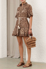 Zimmermann Wanderlust Lantern Mini Dress - Spliced Print