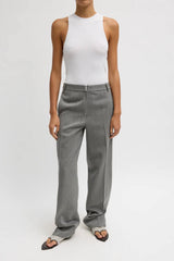 Tibi Structured Wool Zip Front Trouser - Grey Multi