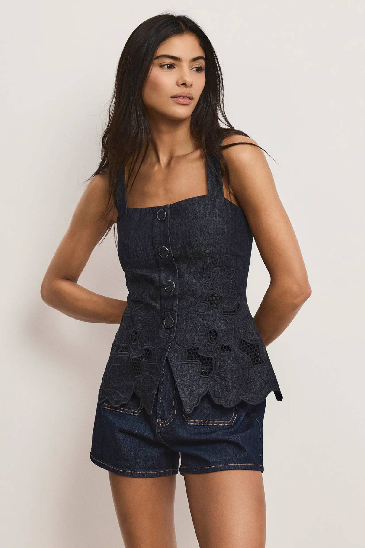 Veronica Beard Mirielle Top - Indigo Rinse