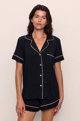 Eberjey Gisele Relaxed Short PJ Set - Black/ Sorbet Pink