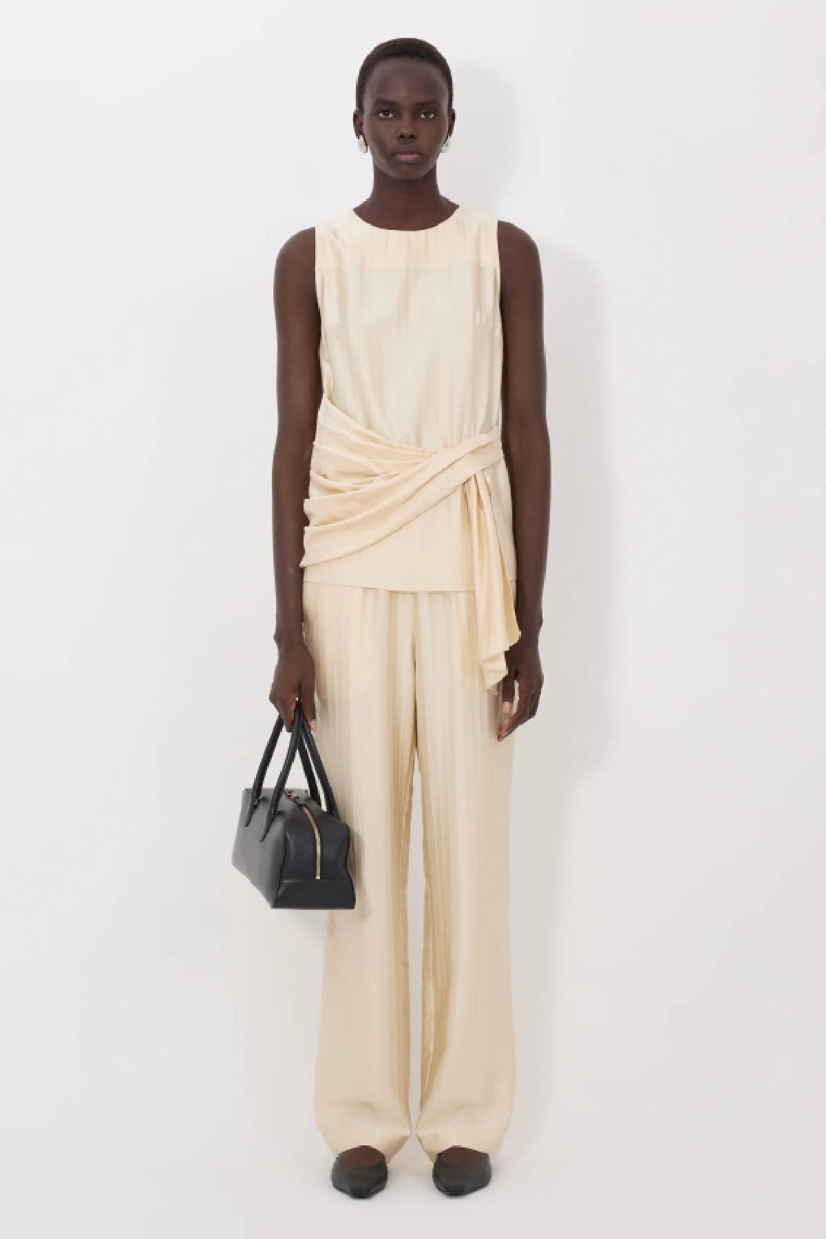 Loulou de Saison Fonda Draped Asymmetric Top - Ecru
