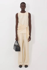 Loulou de Saison Fonda Draped Asymmetric Top - Ecru