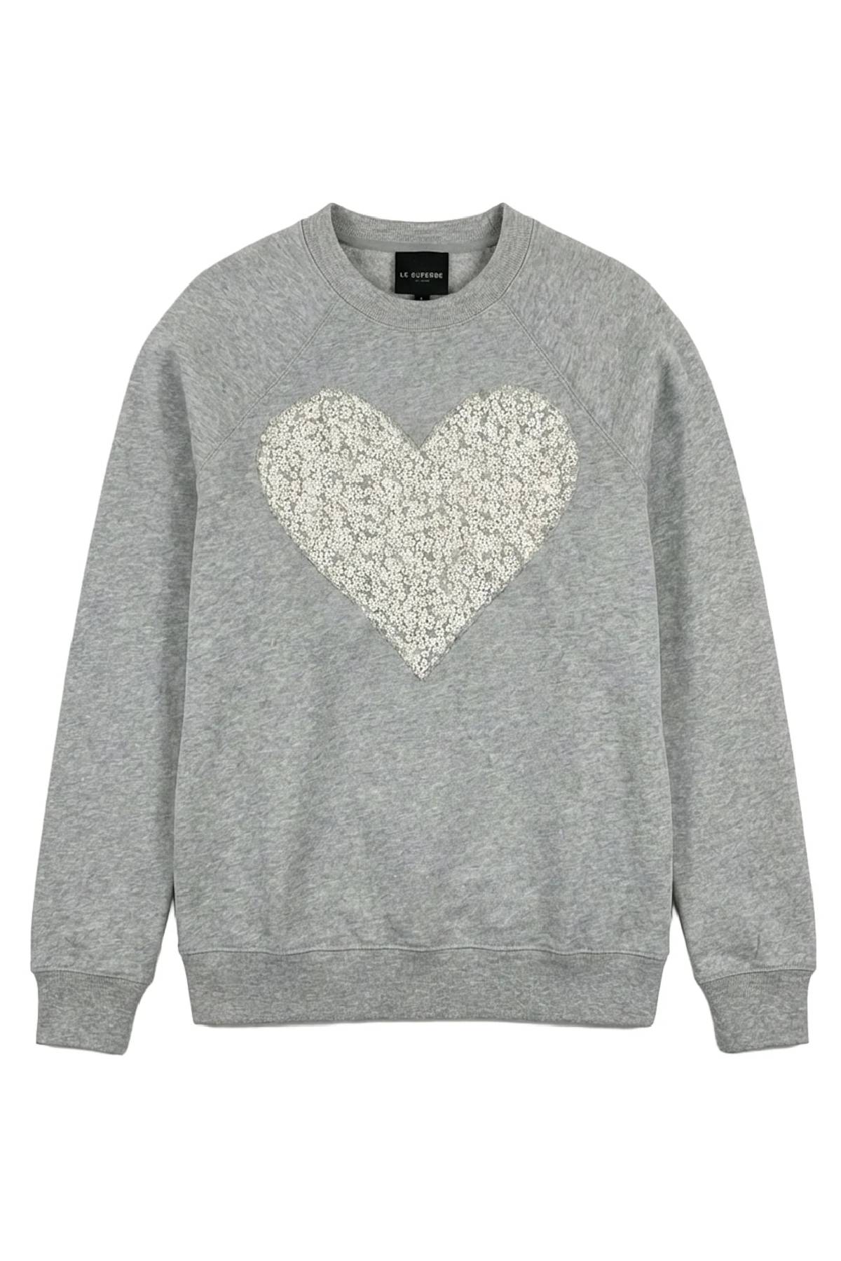 Le Superbe Prep Love Crewneck Sweatshirt - Heather Grey