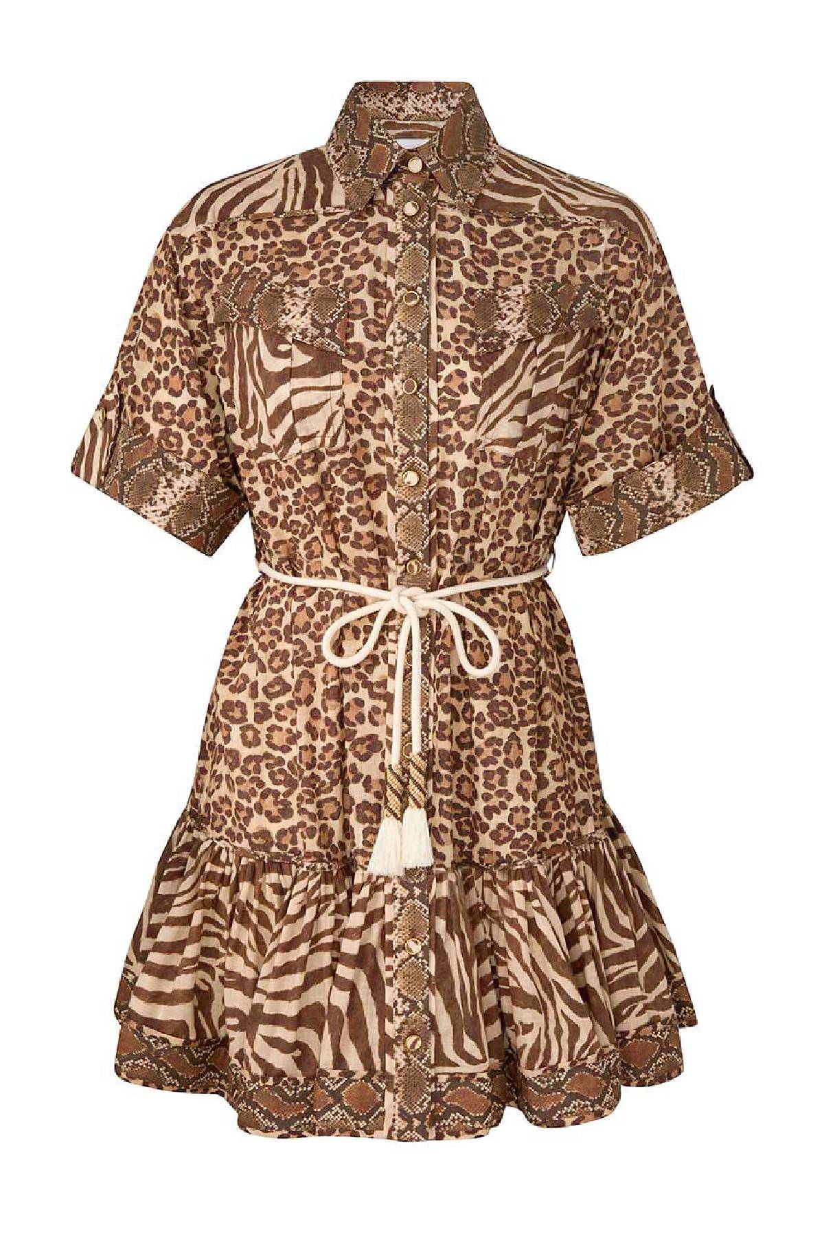 Zimmermann Wanderlust Lantern Mini Dress - Spliced Print