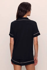 Eberjey Gisele Relaxed Short PJ Set - Black/ Sorbet Pink