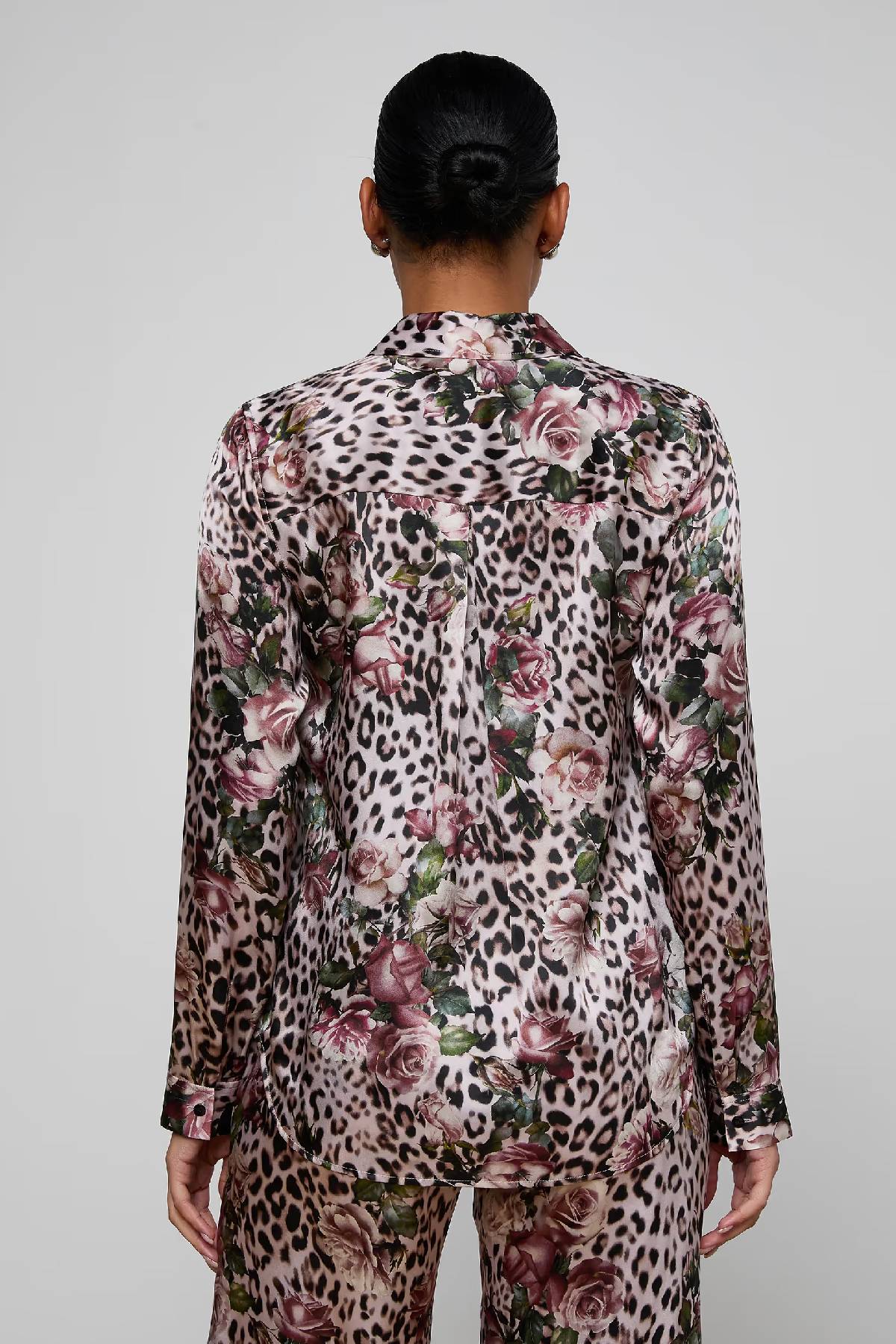 L'AGENCE Tyler Silk Blouse - Multi Small Rose Cheetah