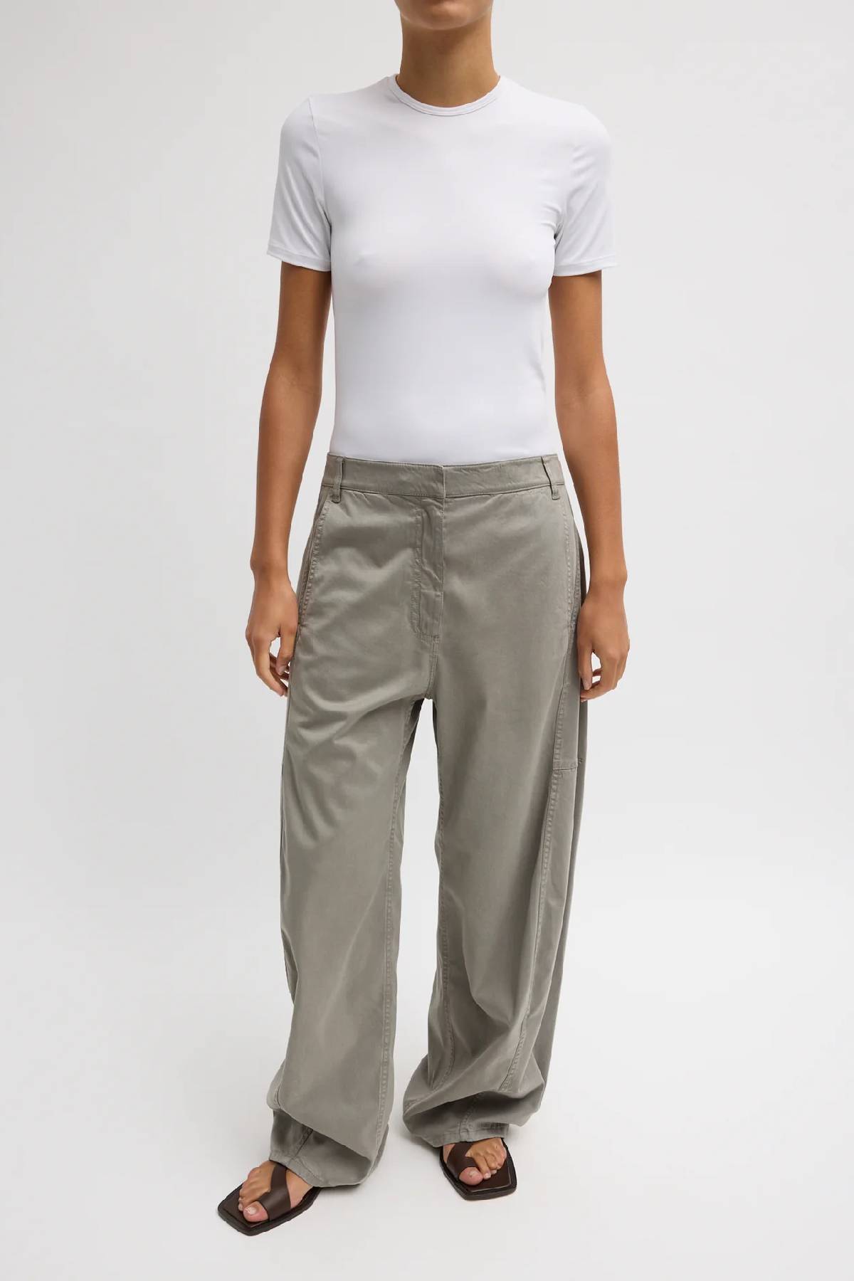 Tibi Reactive Garment Dyed Stretch Twill Sid Pant Regular - Pewter