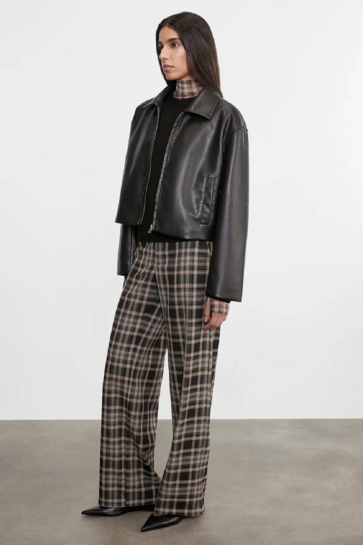 Enza Costa Leather Minimal Jacket - Black