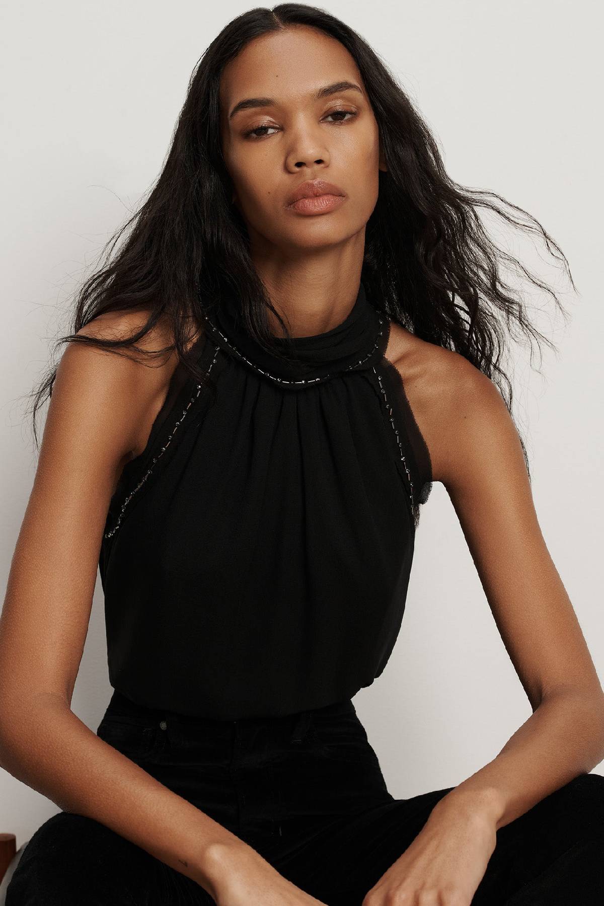 Veronica Beard Tanisha Halter Top - Black