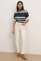 Veronica Beard Hollandale Button-Down Shirt - Navy/ Dove White