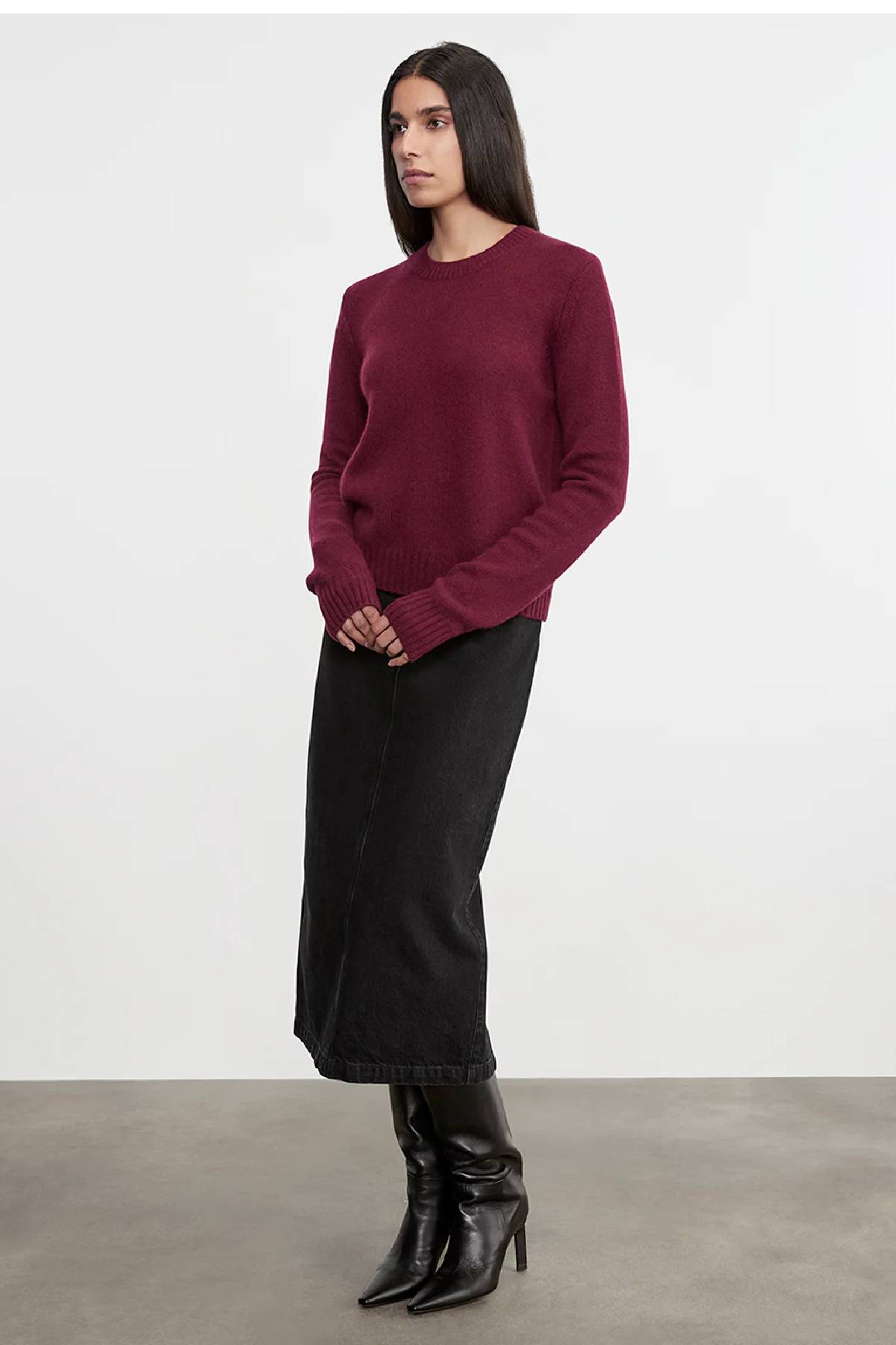 Enza Costa Cashmere Easy Long Sleeve Crew - Barolo