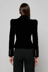 L'AGENCE Bethany Velvet Blazer - Black