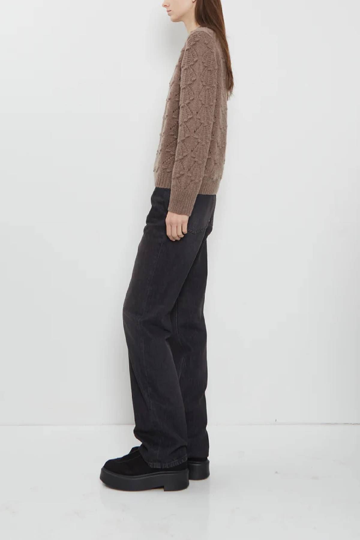 Loulou de Saison Clyde 3D Shell-Knit Sweater - Brown Melange
