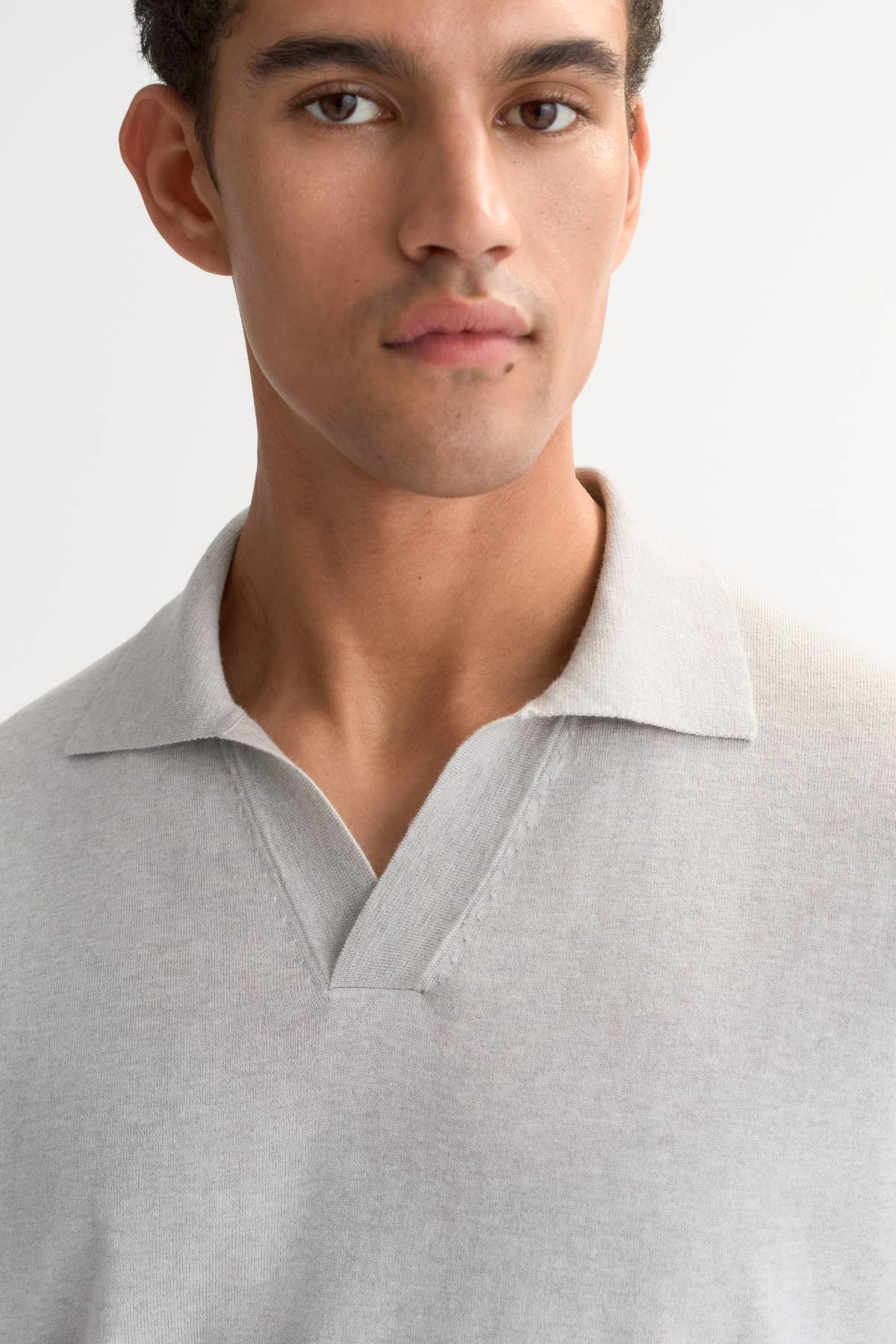 Soft Goat Men's Pique Shirt - Light Grey