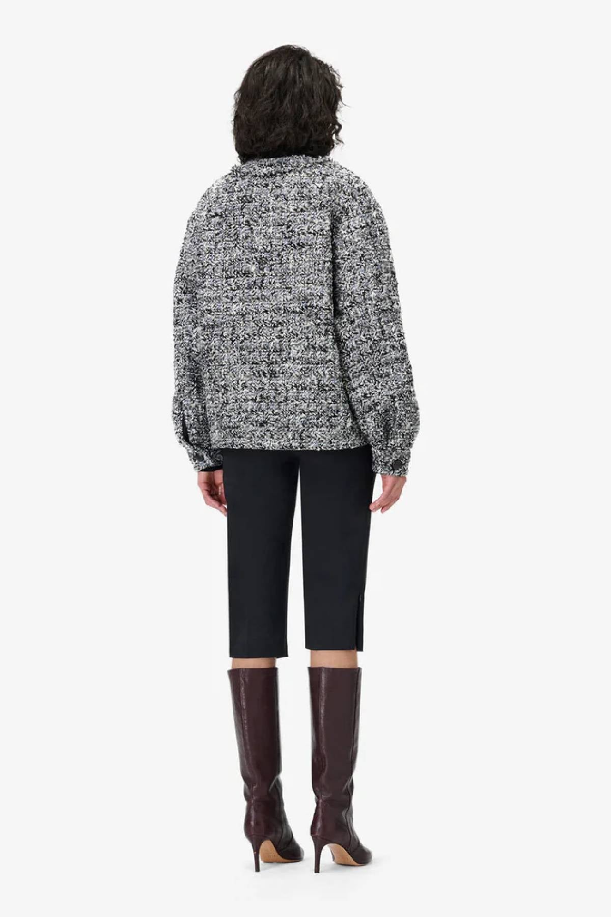 Iro Hassia Tweed Bomber - Black/ White / Lurex