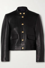 Nili Lotan Hadley Leather Cropped Jacket - Black