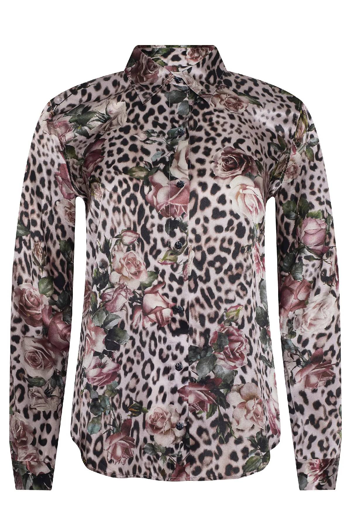 L'AGENCE Tyler Silk Blouse - Multi Small Rose Cheetah